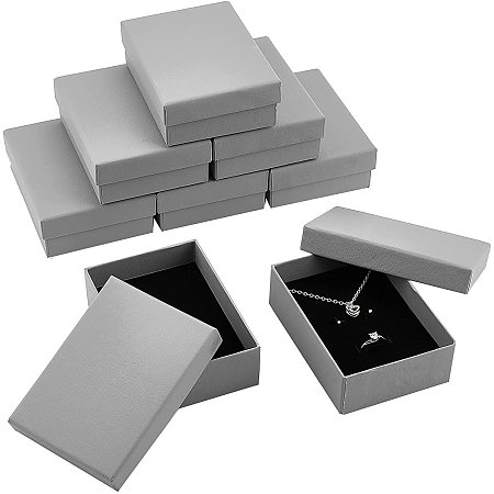 NBEADS 10 Pcs Cardboard Jewelry Boxes, Gray Paper Boxes Set Storage Boxes with Sponge Mat for Bracelet Necklace Earring Pendants Jewelry, 8x11.1x3.8cm
