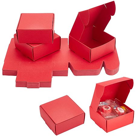 Pandahall Elite 30pcs Small Gift Box Red Gift Wrap Boxes with Lid Small Empty Paper Boxes for Wrapping Gift Packaging Wedding Party Favor Treat Candy Earring Small Jewelry, 6.5x6.5x3cm/2.5x2.5x1.2