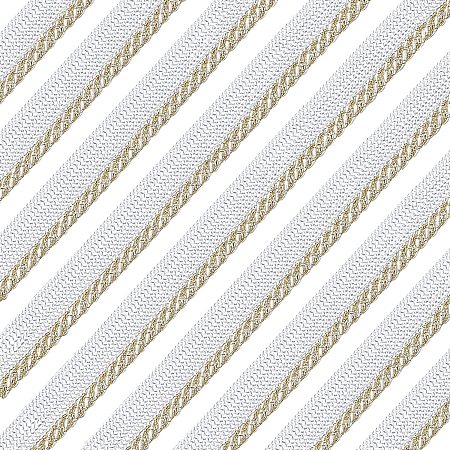 AHANDMAKER 10 Yards 11 mm White/Gold Cord-Edge Piping Trim, Piping Trim with Cord Twisted Lip Cord Trim, for Sewing Clothing Pillows Lamps Draperies