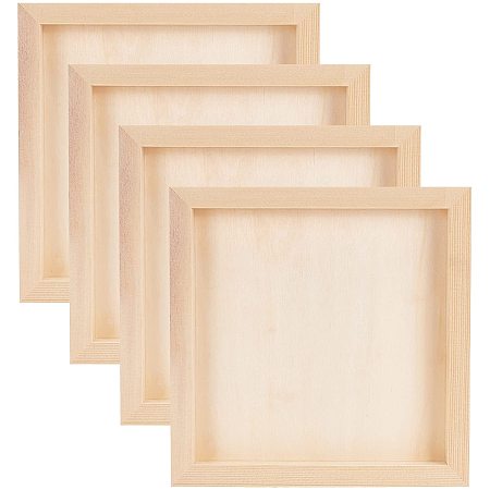 OLYCRAFT 4pcs Wood Painting Canvas Panels Square Unfinished Wood Cradled Painting Panel Boards for Oil Painting, Clay Crafting, Arts & Crafts
