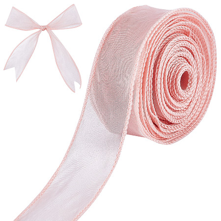CRASPIRE Sheer Organza Ribbon Light Pink 40mm x 10m Chiffon Ribbon roll for DIY Crafts, Gift Wrapping, Bouquet, Bows, Wedding Party Decorations