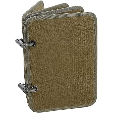 AHANDMAKER Brooch Rectangle Pin Organizer Display, Dark Olive Green Removable Ring Tactical Patch Booklet Binders for Military Patch Holder Panel