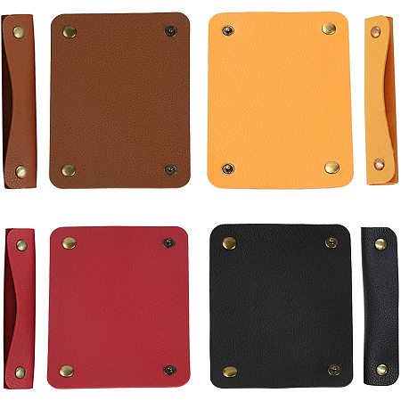 GORGECRAFT 4 Colors Purse Handle Cover Wraps Brown Yellow Red Black Wallet Leather Handle Protector Strap Covers for Handbags Craft Strap Making Supplies