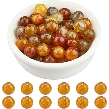 Arricraft About 96 Pcs Nature Stone Beads 8mm, Natural Dragon Veins Agate Round Beads, Gemstone Loose Beads for Bracelet Necklace Jewelry Making (Goldenrod)