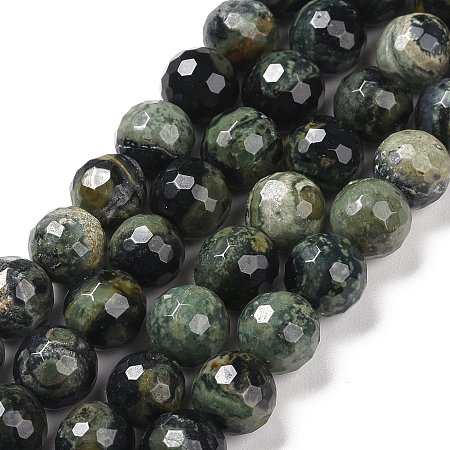 Natural Rhyolite Jasper Beads Strands, Faceted(128 Facets), Round, 8mm, Hole: 1.2mm, about 46pcs/strand, 14.76''(37.5cm)
