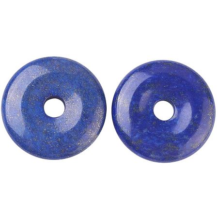 CHGCRAFT About 5pcs Natural Lapis Lazuli Pendants Donut Shape Pendant Pi Disc Charms for DIY Jewelry Making 30x6mm, Hole 6mm