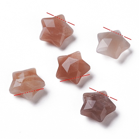 Honeyhandy Natural Sunstone Charms, Star, Faceted, 13~13.5x14~14.5x6~6.5mm, Hole: 0.8mm