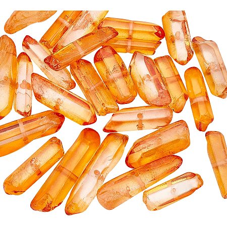 OLYCRAFT Natural Quartz Points Spikes Dyed Quartz Crystal Beads Natural Rock Quartz Crystal Points for Bracelets Necklaces Jewelry Crafts Making 8 Inches Strand - Coral