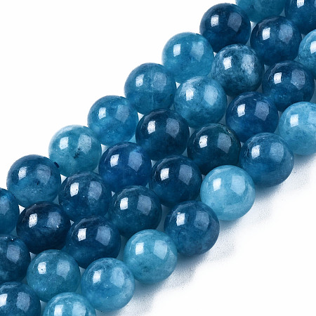 ARRICRAFT Natural Quartz Beads Strands, Dyed, Round, Steel Blue, 8mm, Hole: 1~1.2mm, about 45~46pcs/strand, 14.76 inch(37.5cm)