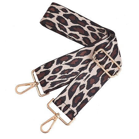 Honeyhandy Wide Polyester Purse Straps, Replacement Adjustable Shoulder Straps, Retro Removable Bag Belt, with Swivel Clasp, for Handbag Crossbody Bags Canvas Bag, Leopard Print Pattern, 71~127x5cm