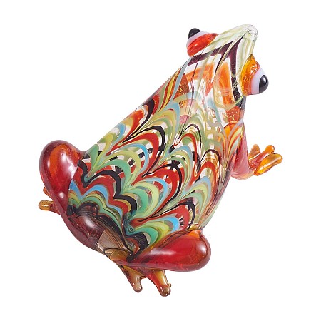Honeyhandy Frog Figurines, Hand Blown Glass Frog Miniature Statues, Animals Frog Decor for Gardening Gifts Home, Colorful, 59x29x45mm
