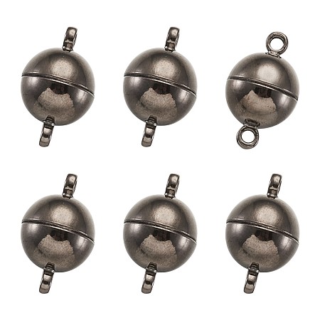 ARRICRAFT Brass Magnetic Clasps, Round, Gunmetal, 16x10mm, Hole: 1.2mm