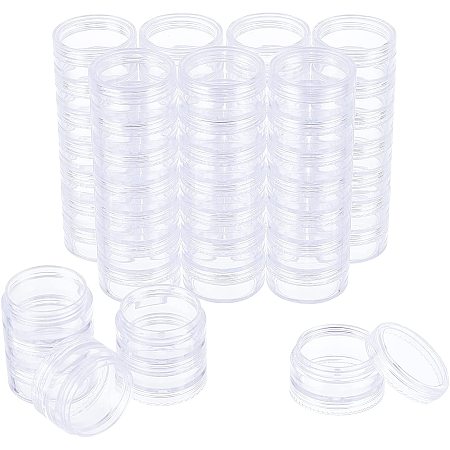 SUPERFINDINGS About 8 Sets 10ML Clear Column 37.5mm Plastic Refillable Cream Jar with Aluminium Screw Lid & Inner Cover Empty Portable Cosmetic Containers for Storing Lotions, Powders, and Ointments