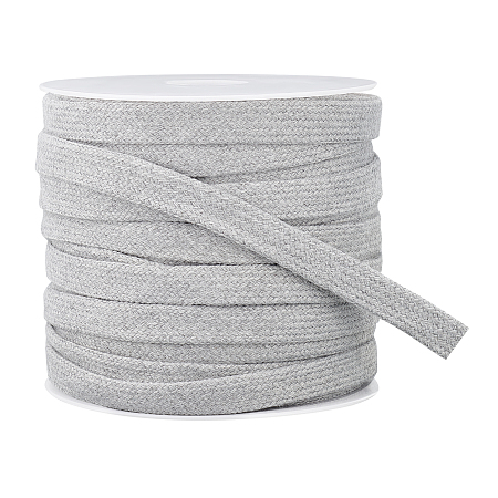 BENECREAT 25m Grey Flat Drawstring Cord Replacement, Double Layer Soft Drawstring Cotton Draw Cord for Garment Accessories