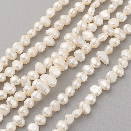 ARRICRAFT Natural Cultured Freshwater Pearl Beads Strands, Nugget, Old Lace, 6~8x4.5~5.5mm, Hole: 0.5mm, about 61~64pcs/strand, 13.7~13.9 inches(35~35.5cm)
