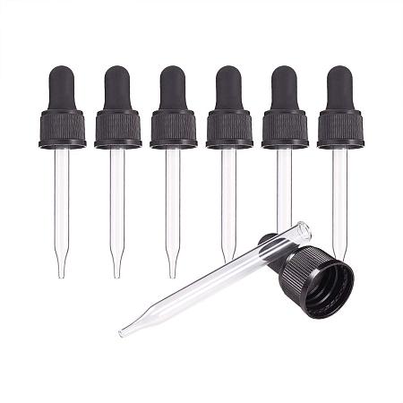 PandaHall Elite Set of 12, Glass Eye Droppers for Essential Oil 30ml (1 Ounce) Pressure Rotating Cover Oil Droppers Pipettes Roller Tops for Essential Oil Bottles