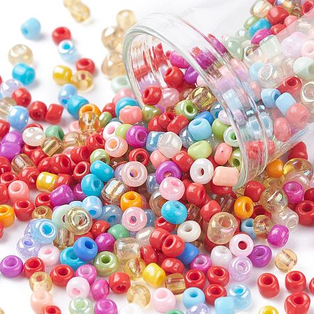 ARRICRAFT Glass Seed Beads, Mixed Style, Round, Mixed Color, 3x2mm, Hole: 1.2mm, about 5000pcs/200g