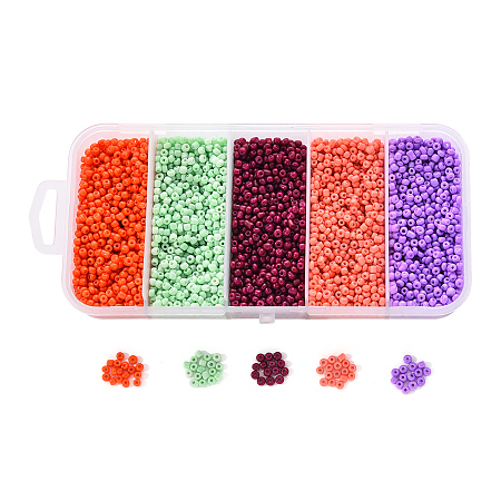 Arricraft 90G 5 Colors 12/0 Baking Paint Glass Seed Beads, Round, Mixed Color, 12/0, 1.5x1.5mm, Hole: 0.5mm, 18g/color