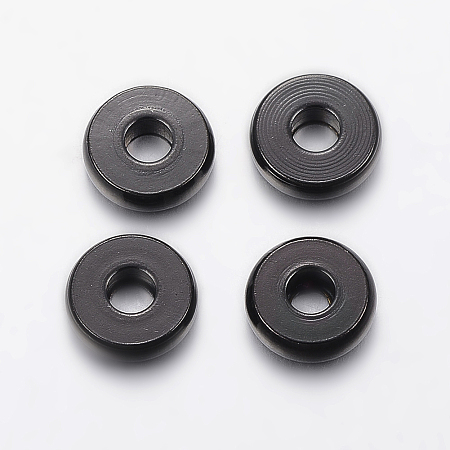 Honeyhandy 304 Stainless Steel Spacer Beads, Donut, Electrophoresis Black, 8x2.5mm, Hole: 3mm