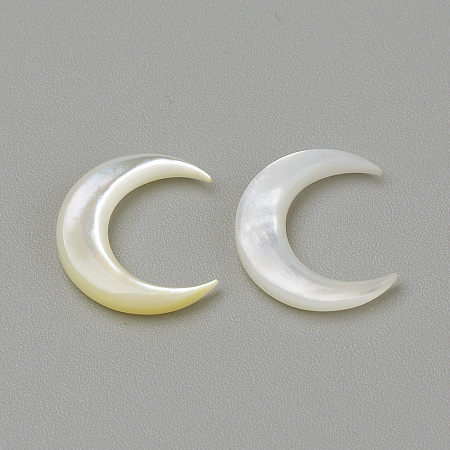Honeyhandy Natural White Shell Mother of Pearl Shell Cabochons, Moon, Seashell Color, 12x11.5x2mm