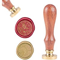 CRASPIRE Wax Seal Stamp, Vintage Wax Sealing Stamps Clock Retro Wood Stamp Removable Brass Head 25mm for Wedding Envelopes Invitations Embellishment Bottle Decoration Gift Packing