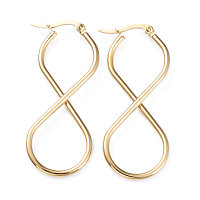 ARRICRAFT 201 Stainless Steel Hoop Earrings, with 304 Stainless Steel Pins, Number 8, Golden, 6 Gauge, 47x19x4mm, Pin: 1x0.7mm