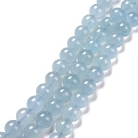 Honeyhandy Natural Aquamarine Beads Strands, Round, 8mm, Hole: 1mm, about 47pcs/strand, 15.7 inch(40cm)