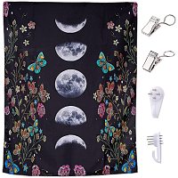 CREATCABIN Botanical Moon Phase Tapestries Butterfly Vine Polyester Decorative Wall Tapestry Background Floral Kits Wall Hanging for Home Bedroom Decor Plastic Non-Trace Picture Hook 59 x 39inch