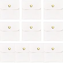 BENECREAT 10Pcs White PU Leather Jewelry Pouch, 3x3 inch Square Small Travel Bag with Snap Button for Festival, Wedding Party Favor Gift Wrapping Bag