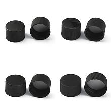 BENECREAT 56Pcs 4 Style Plastic Screw-On Caps, Bottle Jug Storage Cap Lids, Flat Round, Black, 20~30.5x15~17mm, Inner Diameter: 18~28mm, 14pcs/style