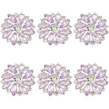 FINGERINSPIRE 6 PCS Shiny Flower Rhinestone Buttons 1 inch Brass Rhinestone Shank Buttons Plum Crystal Embellishments Sew On Buttons with 1-Hole Jewelry Decorations for Crafts Wedding Party Clothes