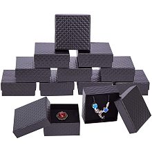 NBEADS 12 Pcs Cardboard Jewelry Box Square Paper Gift Case for Pendants Necklaces Bracelet Gift Packaging Shipping with Sponge Fill, Black