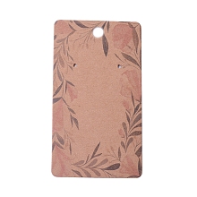 Honeyhandy Cardboard Earring Display Cards, Rectangle with Flower Pattern, BurlyWood, 9x5x0.04cm, Hole: 1.5mm