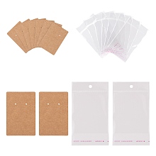 Honeyhandy 200Pcs 2 Style Cardboard Display Cards and OPP Cellophane Bags, for Necklace and Earring, BurlyWood, 8x6cm, 100pcs/style