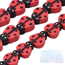 SUNNYCLUE 5 Strands Handmade Polymer Clay Beads, Ladybug, Red, 8~12x7.5~10x4~5mm, Hole: 1.5~2mm, about 38~40pcs/strand, 14.17 inch~15.35 inch(36~39cm)