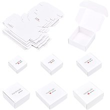 BENECREAT 24Pcs White Paper Box Handmade Love Box Square Bakery Box with 6 Mixed Size for Candy Soap Earring Ring Small Jewelry Favor Treat Boxes