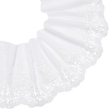 BENECREAT 3 Yards Natural White Cotton Lace Ribbon, 7.87inch Wide Retro Hollowed Out 3D Eyelet Fabric for DIY Bridal Dress Blankets Wedding Decoration