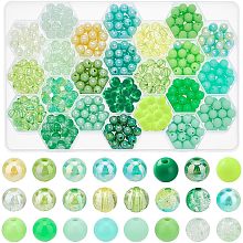 PandaHall Elite 576pcs Green Acrylic Beads 8mm Transparent Opaque Beads 24 Styles Crystal Beads Loose Beads Spacers Craft Beads for Spring St Patrick Bracelet Necklace Earring Keychain Jewelry Making