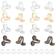 UNICRAFTALE 16Sets 3 Colors DIY Cuff Ring Making Kit Size 9~11 Open Cuff Ring Bezel Tray Brass Cuff Finger Ring Cabochon Ring Bases Metal Cuff Pad Rings for Ring Making