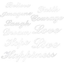 SUPERFINDINGS 37pcs 10 Style Silver Acrylic Mirror Wall Stickers with Adhesive Back Word Love Live Laugh for Home Office School Teen Dorm Room Mirror Wall Decoration