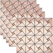 PandaHall Elite Square Peel Stick Backsplash Tiles 5pcs 11.8" Metallic Mosaic Wall Sticker Tan Color Windmill Aluminum Self-Adhesive Thick Wall Tiles for Kitchen Bathroom Staircase Decor, Cover 4.8 ft2