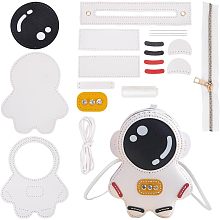 WADORN DIY Crossbody Bag Sewing Kit, PU Leather Astronaut Shaped Shoulder Bag Making Set Sewing Craft Kit for Backpack DIY Handmade Handbag Making Kits for Personalized Gifts, 9.8x6.2x2.3 Inch, White