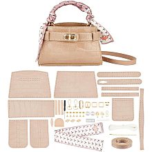 WADORN DIY Handbag Making Kit, PU Leather Crossbody Purse Making Set Hand Sewing Shoulder Bag Complete Materials Set Handmade Tote Bag All Materials Accessories for Craft Lovers Gifts, Khaki