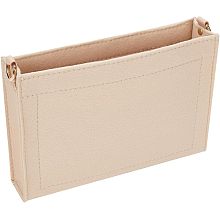 WADORN Felt Purse Organizer Insert, Small Tote Handbag Shaper Toiletry Pouch Organizer Insert Liner with D Ring Bag in Bag Multi-pocket Inside Storage Tidy Purse Conversion, 9.05x6.1x1.77 Inch, Beige