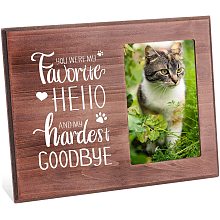 FINGERINSPIRE 4x6 Inch Pet Memorial Picture Frame Natural Wood Photo Frame Rectangle Frame with You were My Favorite Hello and My Hardest Goodbye Words