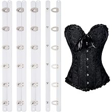 BENECREAT 12inch Spring Steel Corset Busks, 4 Pairs White Corset Busk with Hook & Eye Closure for Sewing and Closure of Women Corsets, Bustier