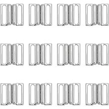 CHGCRAFT 12Sets Metal Bra Strap Hooks Bathing Suit Replacement Clasps Alloy Bikini Clips for Bra Clasp Replacement Part Lingerie Front Closure, Platinum, 18.5x17.5x4mm