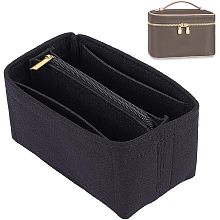 WADORN Felt Purse Organizer Insert, 2 Sizes Large Capacity Storage Bag Removal Inner Bag Multiple Compartments Bag Insert Soft Tote Bag Organizer Insert for Make-up Tote Storage Bag, Black