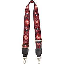 CHGCRAFT Flower Pattern Polyester Adjustable Bag Handle 34-56Inch Long 1.5Inch Wide with Iron Swivel Clasps for Bag Purse Guitar Straps Replacement Accessories, Red