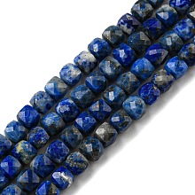 Honeyhandy Natural Lapis Lazuli Beads Strands, Faceted, Cube, 3.7~4x3.7~4x3.7~4mm, Hole: 0.6mm, about 102pcs/strand, 15.47~15.51 inch(39.3~39.4cm)